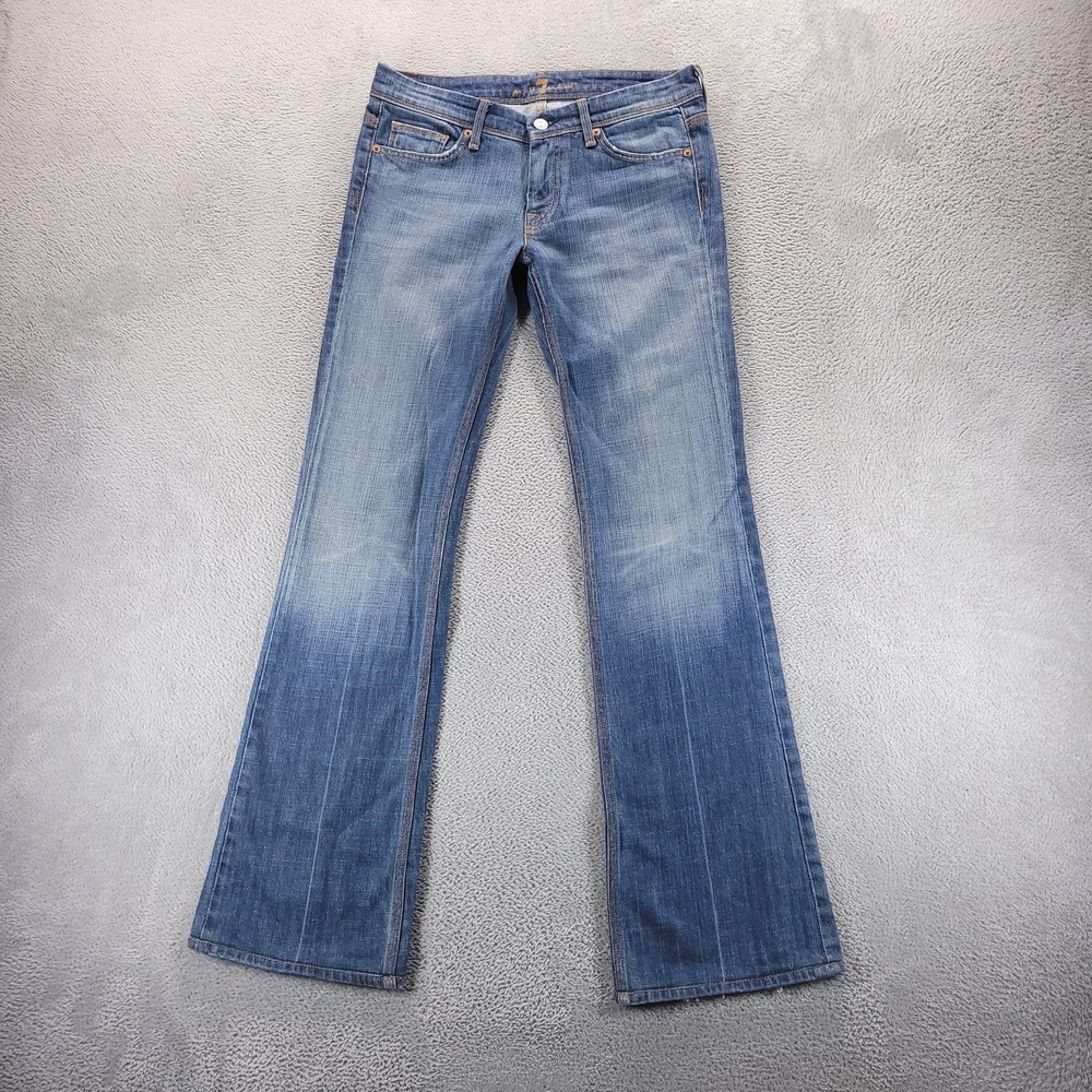 7 For All Mankind Jeans Womens 27 Blue Flynt Low Rise Bootcut Stretch Denim